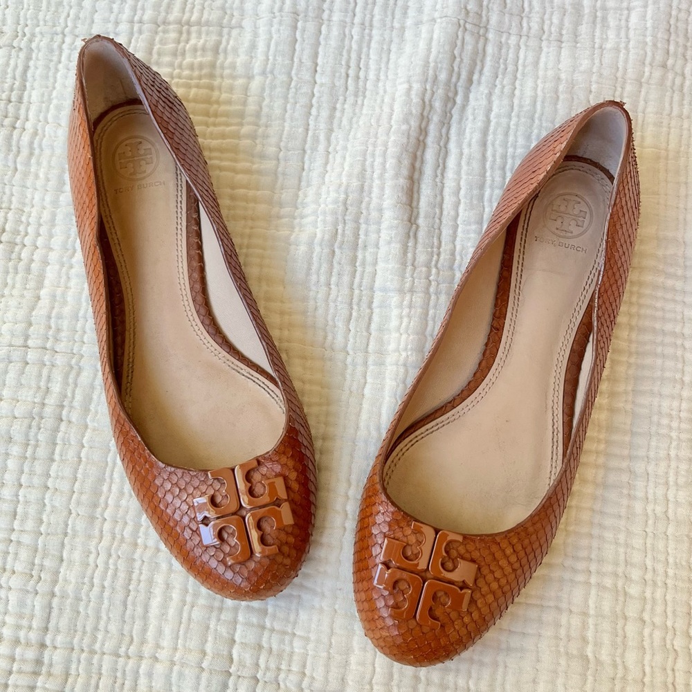 Tory Burch | Brown Lowell 2 Snake-Embossed Ballet Flat